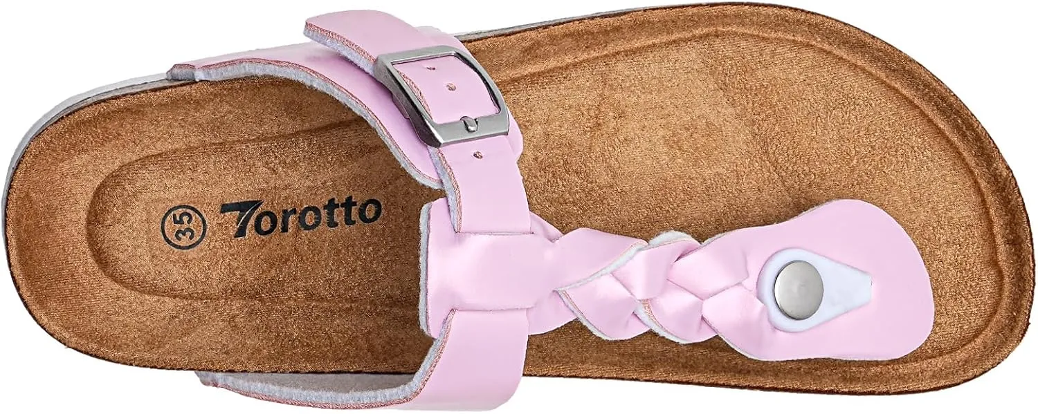 Torotto Boys Girls Cork Footbed Sandals Kids Flip Flops with Adjustable Braided Straps (Toddler/Little Kid/Big Kid)