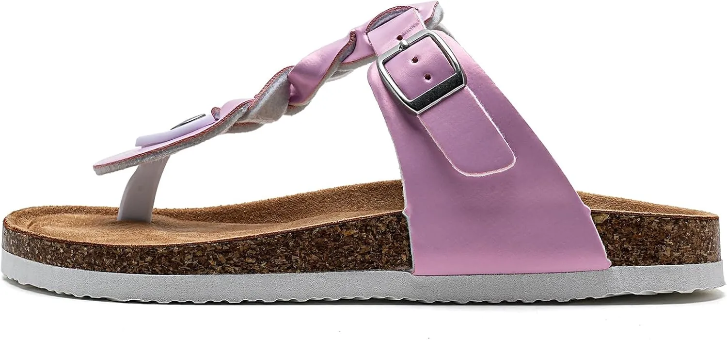 Torotto Boys Girls Cork Footbed Sandals Kids Flip Flops with Adjustable Braided Straps (Toddler/Little Kid/Big Kid)