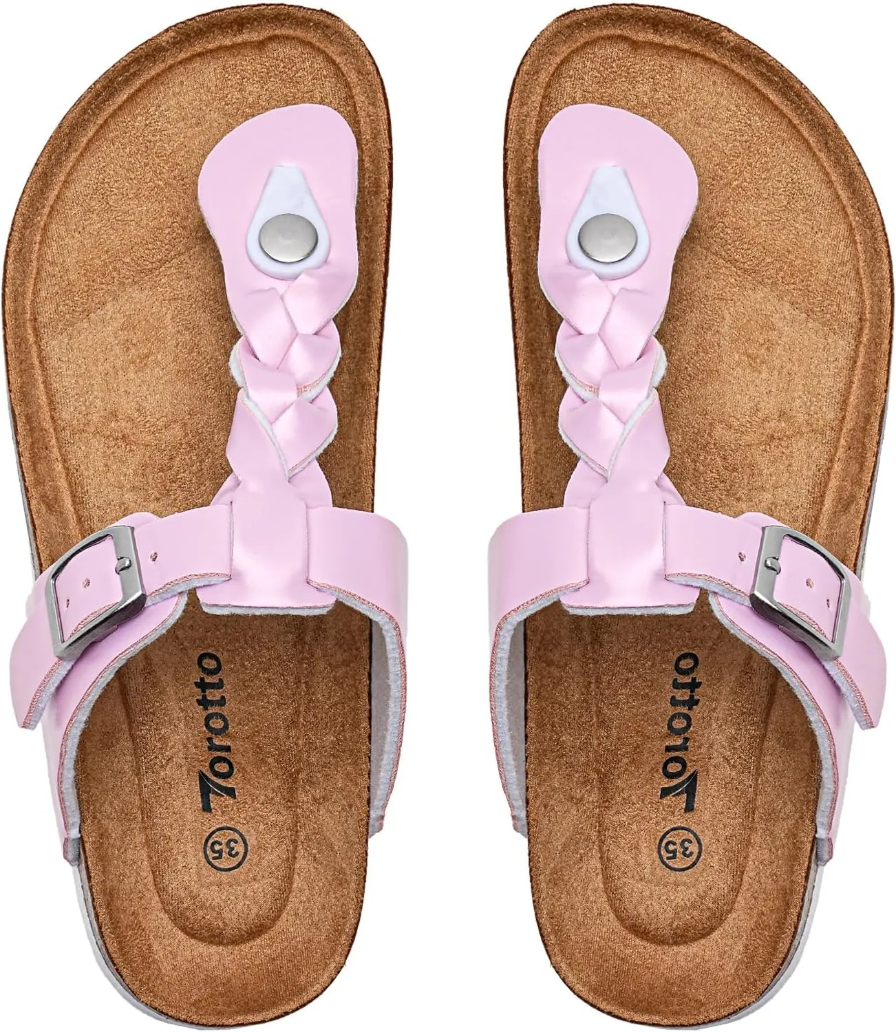 Torotto Boys Girls Cork Footbed Sandals Kids Flip Flops with Adjustable Braided Straps (Toddler/Little Kid/Big Kid)