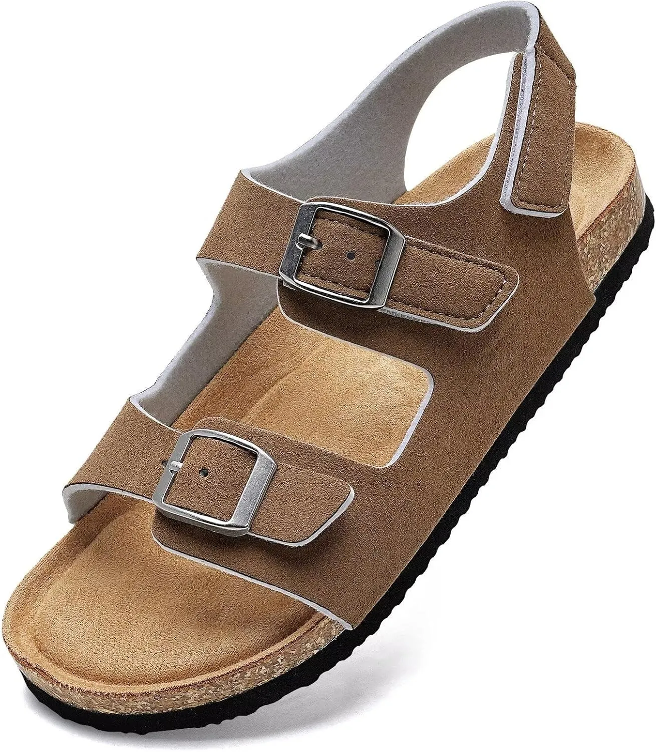 Torotto Girls Boys Sandals with Cork Footbed Adjustable Buckle Casual Slides Sandals Open Toes Flat for Kids Toddler