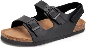 Torotto Girls Boys Sandals with Cork Footbed Adjustable Buckle Casual Slides Sandals Open Toes Flat for Kids Toddler