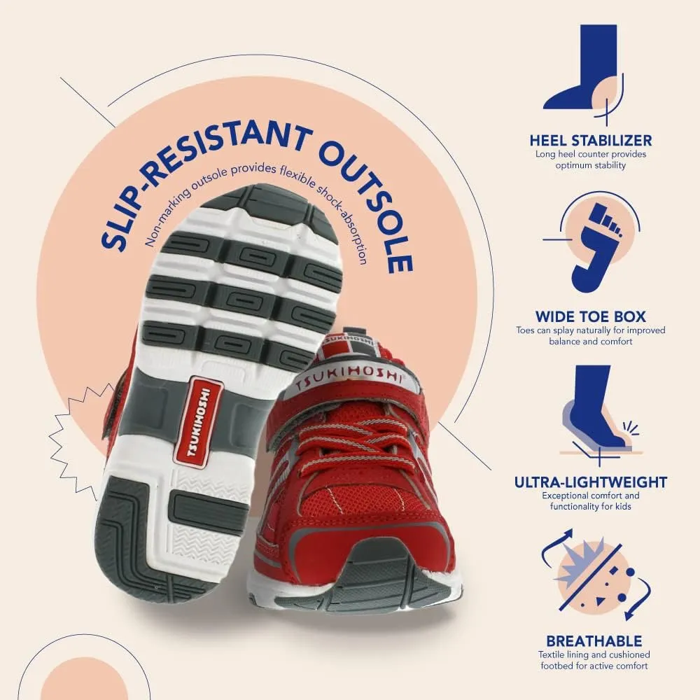 TSUKIHOSHI Storm Baby and Toddler Shoes - Strap-Closure Machine-Washable Baby Shoes with Wide Toe Box & Slip-Resistant, Non-Marking Outsoles