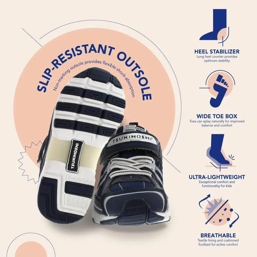 TSUKIHOSHI Storm Baby and Toddler Shoes - Strap-Closure Machine-Washable Baby Shoes with Wide Toe Box & Slip-Resistant, Non-Marking Outsoles