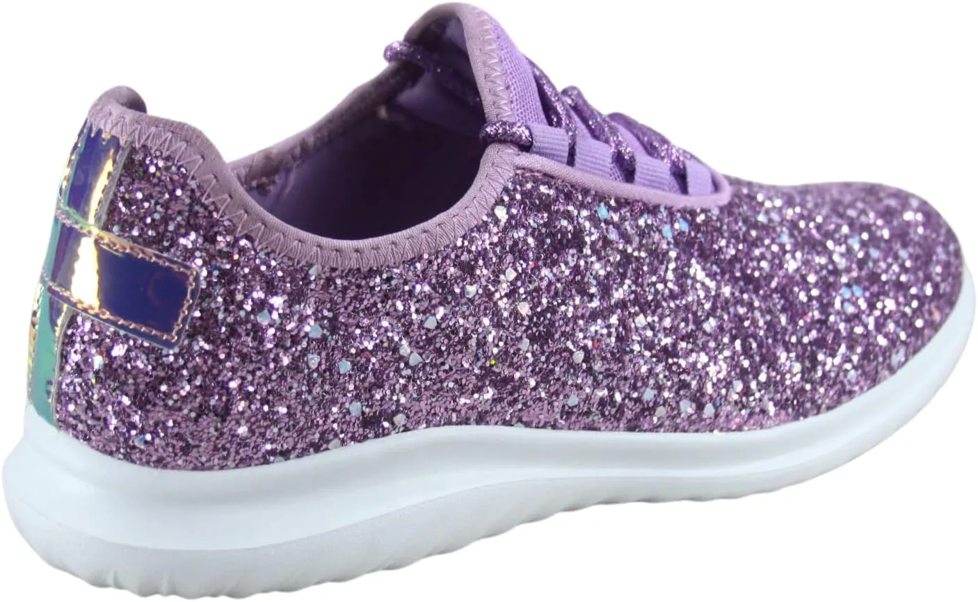 TZ Lotus-08 Women's Comfort Slip On Fashion Color Glitter Walking Runing Flat Heel Sneakers Shoes
