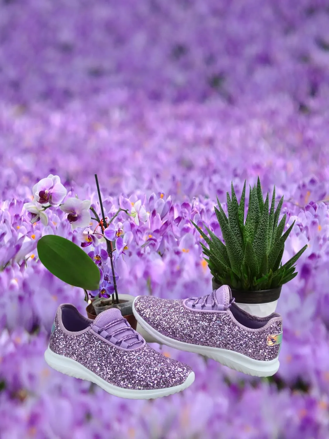 TZ Lotus-08 Women's Comfort Slip On Fashion Color Glitter Walking Runing Flat Heel Sneakers Shoes