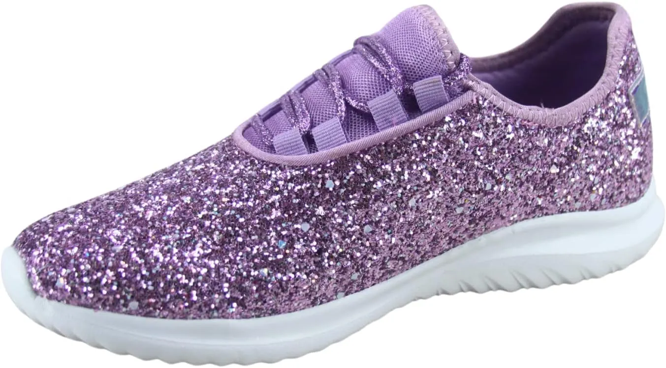 TZ Lotus-08 Women's Comfort Slip On Fashion Color Glitter Walking Runing Flat Heel Sneakers Shoes