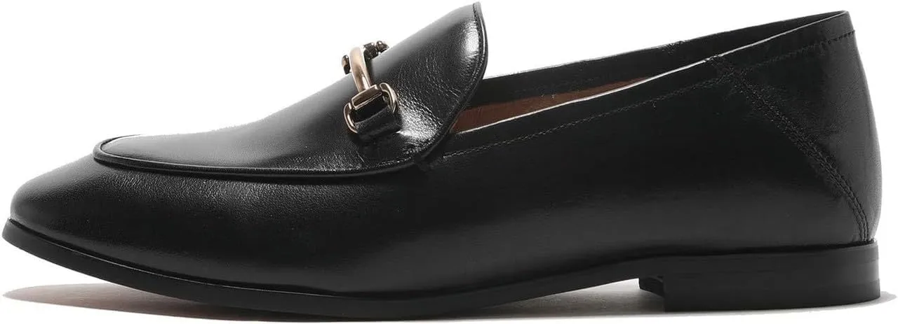 U-lite Women's Cow Leather Slip On Loafers Metal Decoration Flat Mules