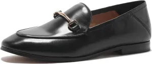 U-lite Women's Cow Leather Slip On Loafers Metal Decoration Flat Mules