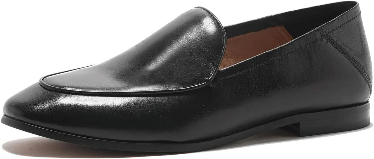 U-lite Women's Cow Leather Slip On Loafers Metal Decoration Flat Mules