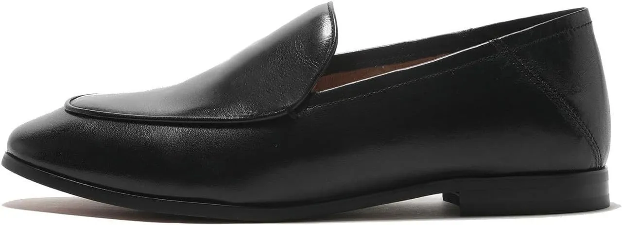 U-lite Women's Cow Leather Slip On Loafers Metal Decoration Flat Mules