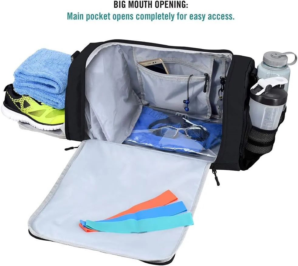 Ultimate Gym Bag 2.0: The Durable Crowdsource Designed Duffel Bag with 10 Optimal Compartments Including Water Resistant Pouch