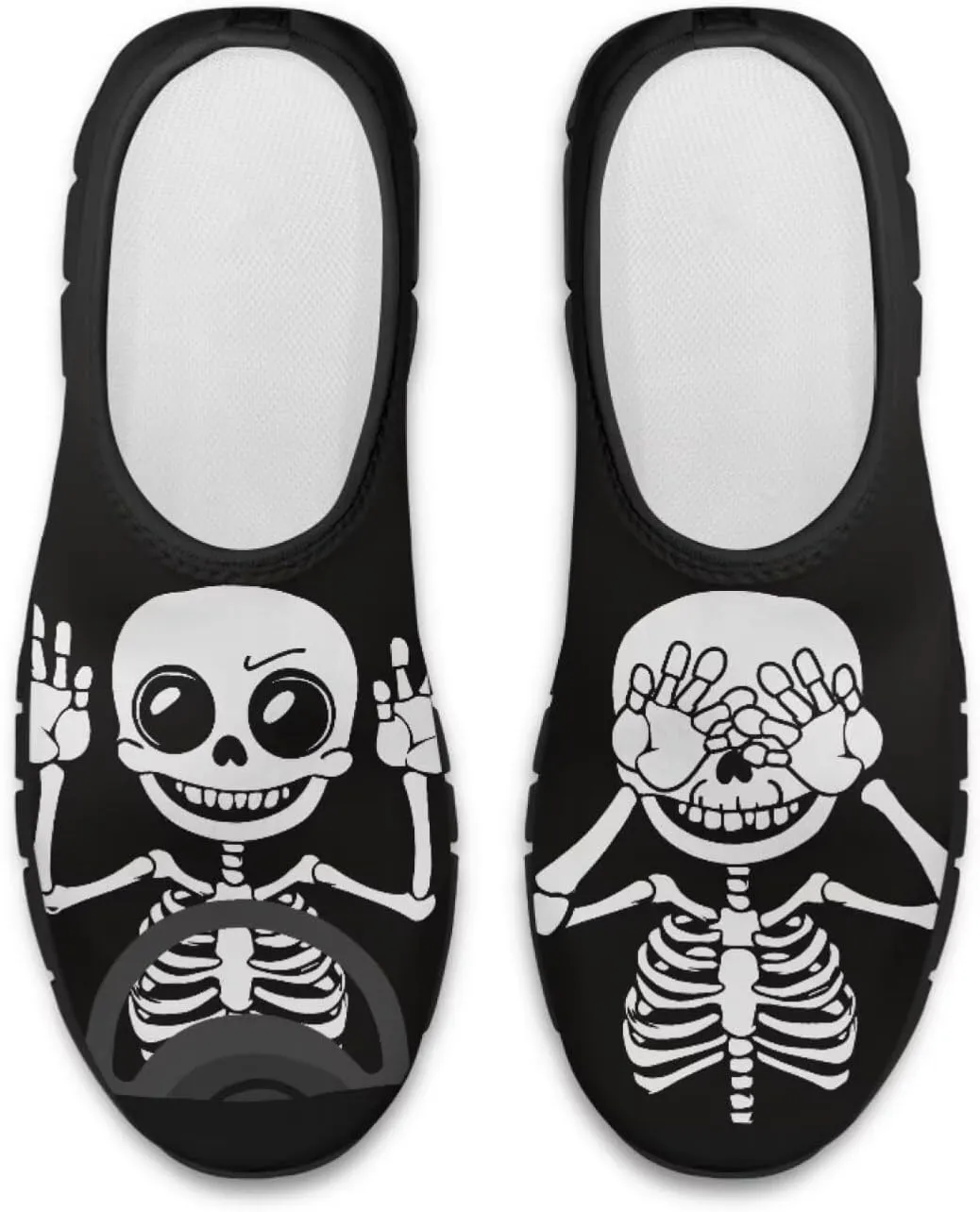 UNICEU Skull Print Slip On Shoes for Women Casual Breathable Low Top Sneakers Non-Slip Lightweight Walking Footwear