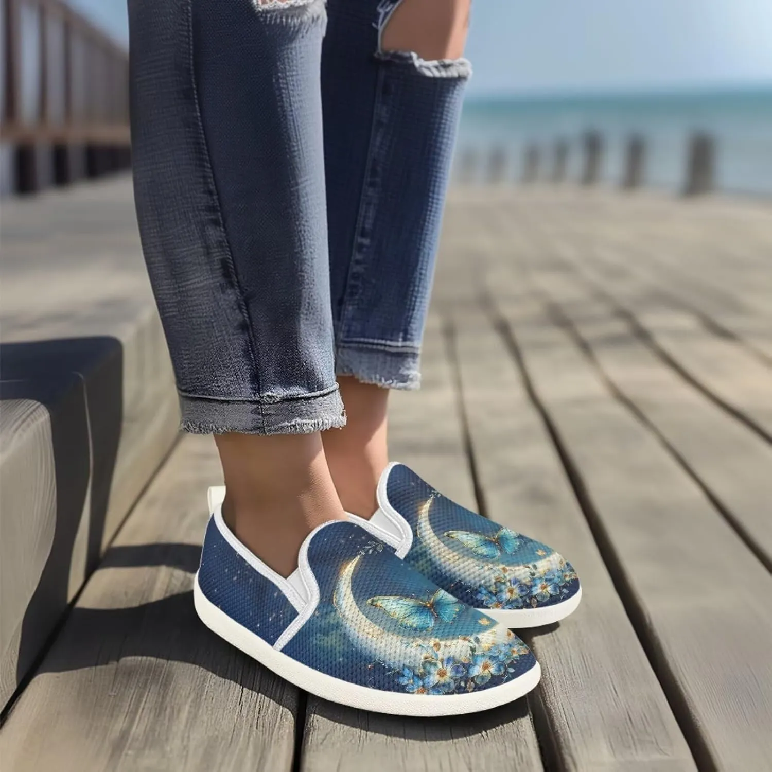 UNICEU Slip On Sneakers for Women Mesh Running Shoes with Anti Slip Rubber Sole,Lightweight Flat Loafers Casual Walking Shoes