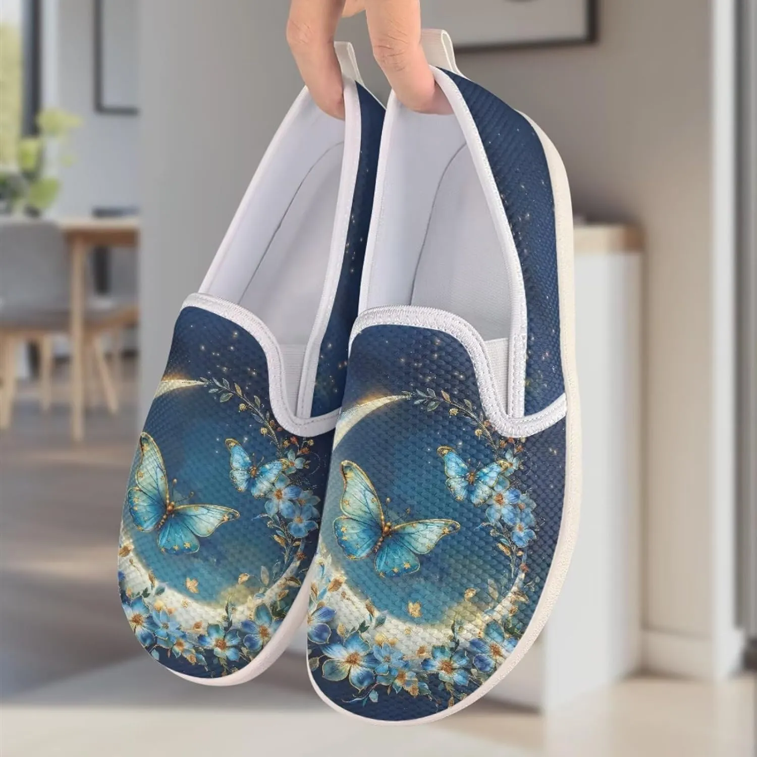 UNICEU Slip On Sneakers for Women Mesh Running Shoes with Anti Slip Rubber Sole,Lightweight Flat Loafers Casual Walking Shoes