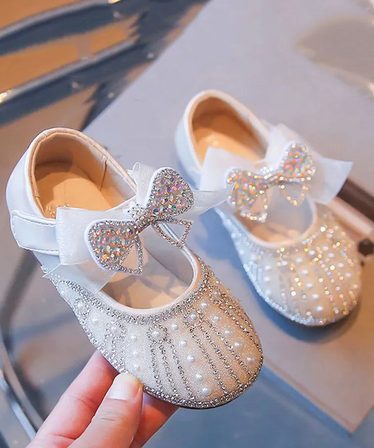 Unique Shoes Buckle Feet Zircon Kids Flat Pearl Strap