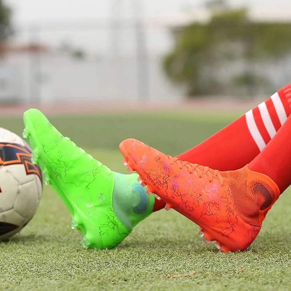 Unisex FG Cleats Training Athletic Non-Slip Long Studs High-Top Football Soccer Shoes for Youth