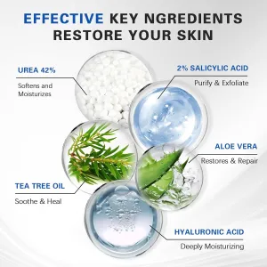 Urea Cream 42% plus Salicylic Acid 2%, Foot Cream for Dry Cracked Heels Feet Knees Elbows Hands, Foot Dead Skin Cuticle Callus Remover Toenail Softener, Keratolytic Skin Barrier Repair
