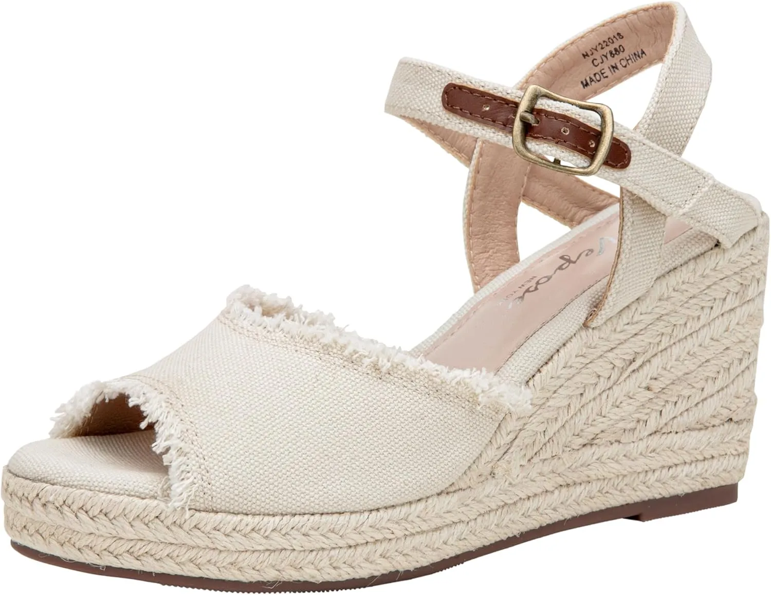 Vepose Women's 880 Wedge Sandals Peep Toe, 3.3" Inch High Heel Platform Espadrilles Sandals with Ankle Buckle