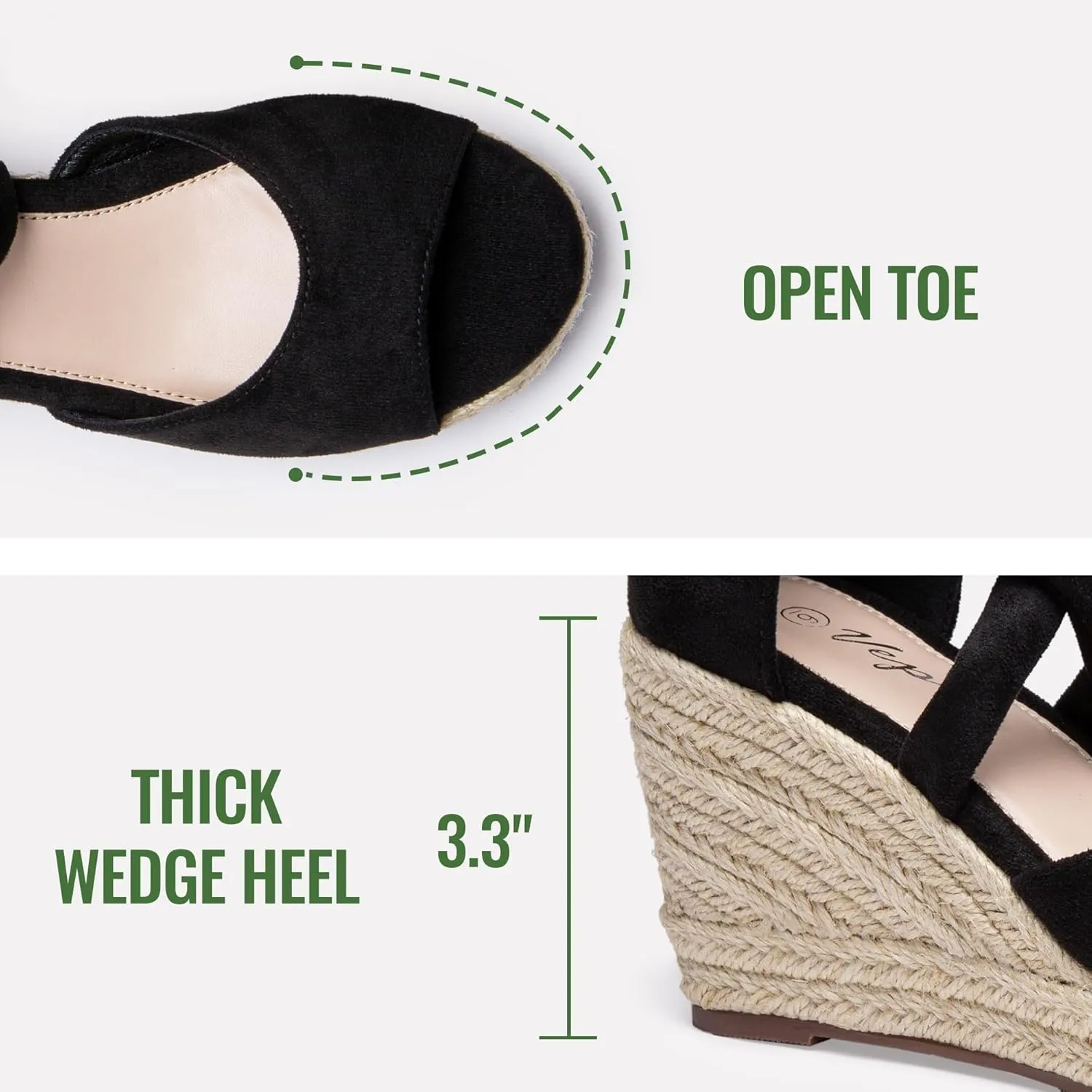 Vepose Women's Platform Wedge Sandals Rome Espadrilles Open Toe High Heel Sandals for Women with Lace-Up