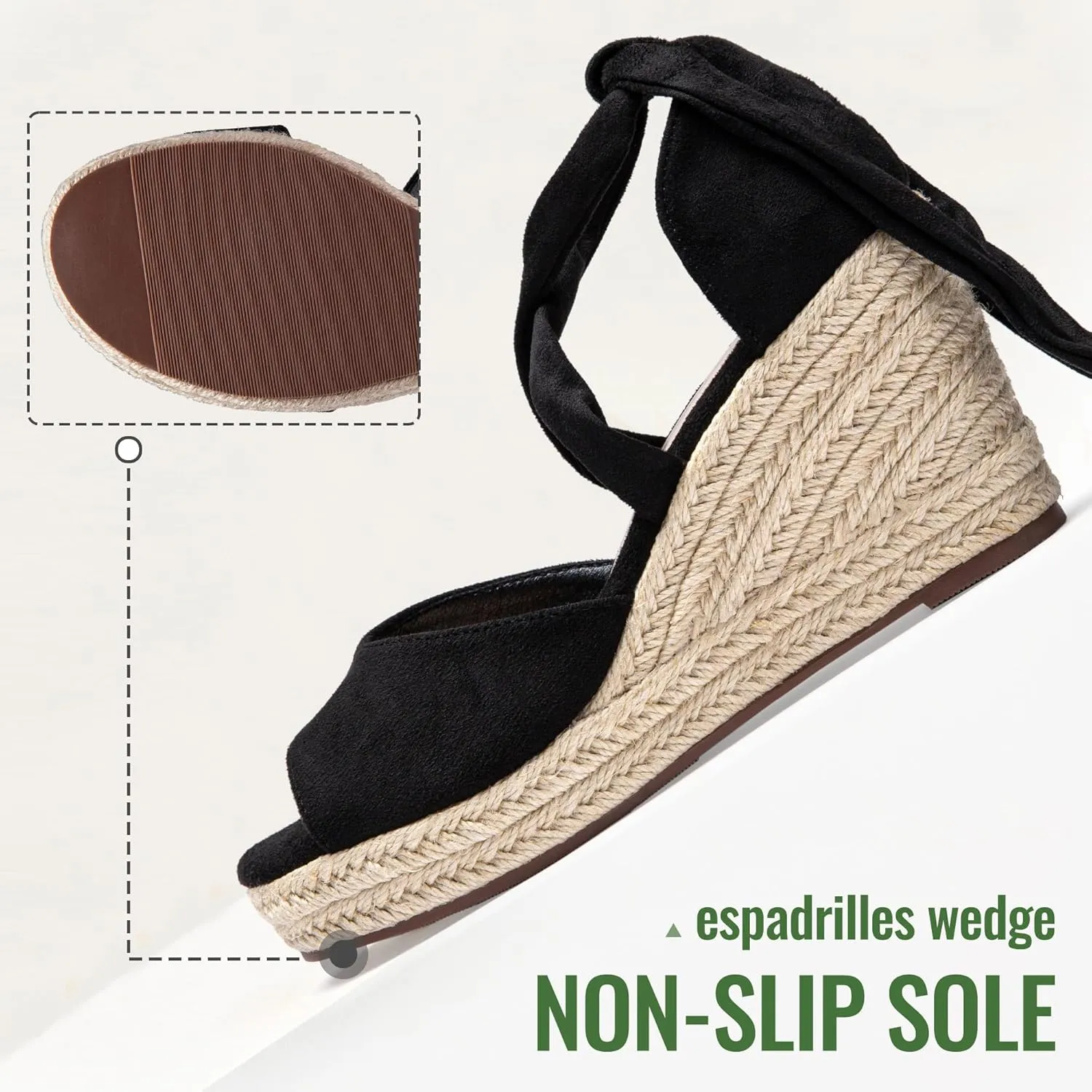 Vepose Women's Platform Wedge Sandals Rome Espadrilles Open Toe High Heel Sandals for Women with Lace-Up