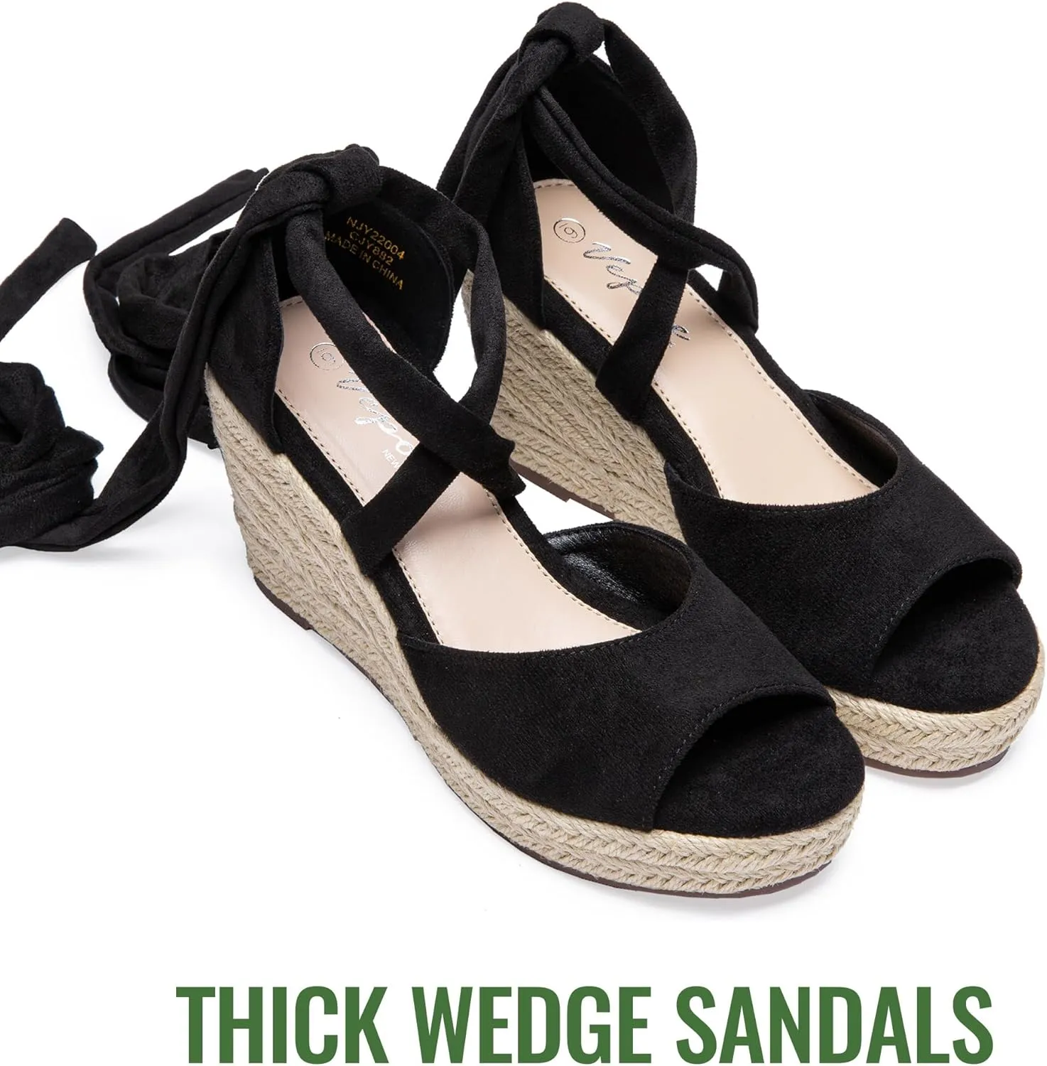 Vepose Women's Platform Wedge Sandals Rome Espadrilles Open Toe High Heel Sandals for Women with Lace-Up