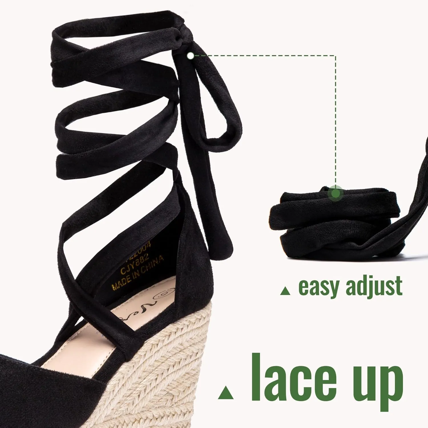 Vepose Women's Platform Wedge Sandals Rome Espadrilles Open Toe High Heel Sandals for Women with Lace-Up