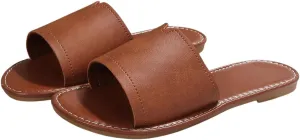 Verdusa Women's Casual Slip on Slides Open Toe Cut Out Beach Flat Sandals