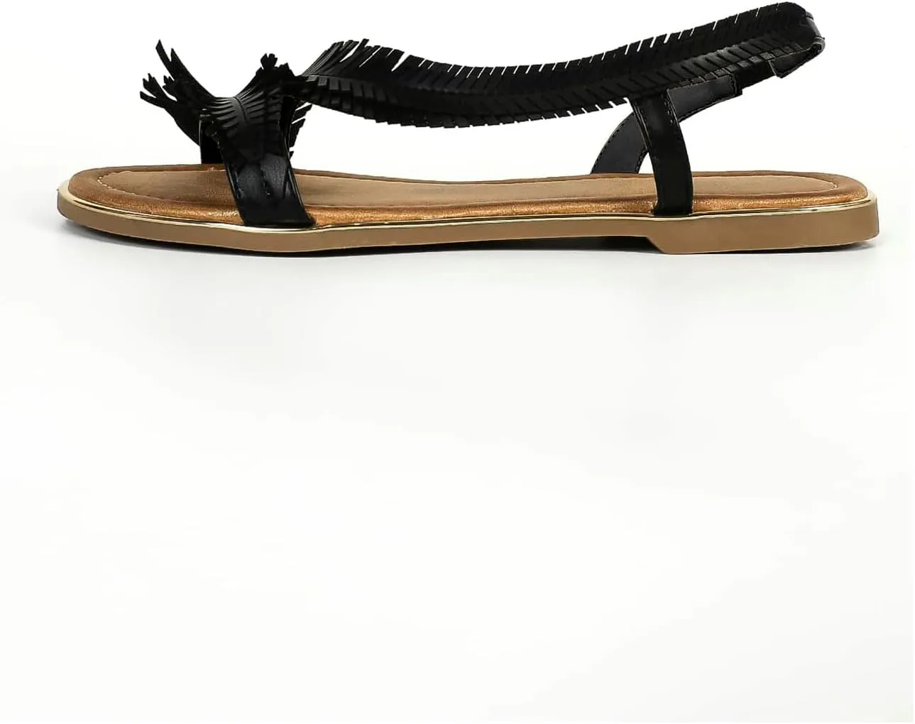 Verdusa Women's Fringe Decor Flat Sandals Slip Open Toe Leather Slippers Slip on Slides