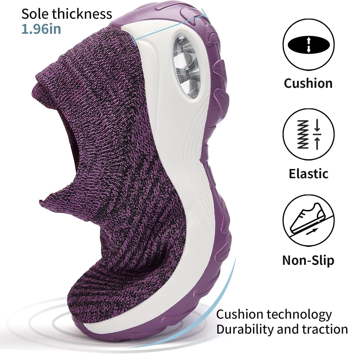 Walking Shoes Women Slip On Sock Sneakers Mesh Non Slip Shoes Air Cushion Platform Loafers