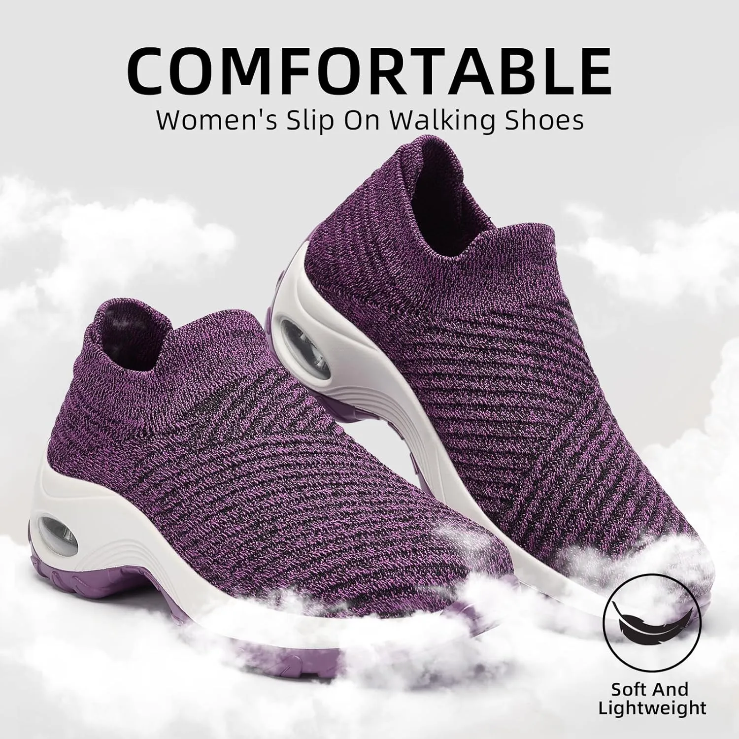 Walking Shoes Women Slip On Sock Sneakers Mesh Non Slip Shoes Air Cushion Platform Loafers