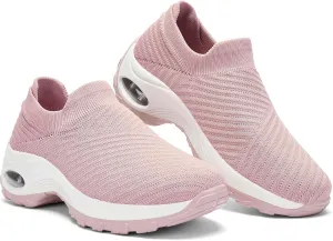 Walking Shoes Women Slip On Sock Sneakers Mesh Non Slip Shoes Air Cushion Platform Loafers