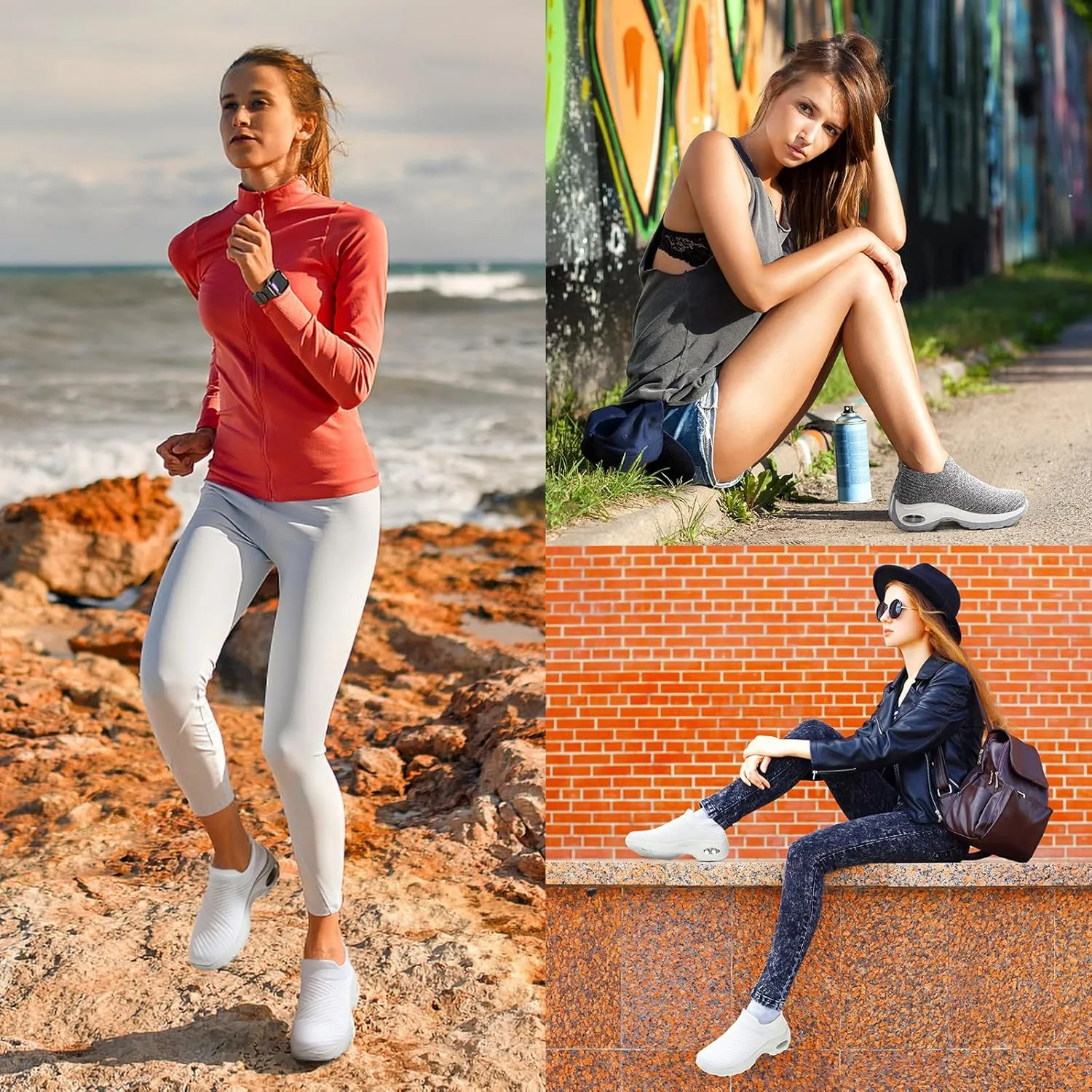 Walking Shoes Women Slip On Sock Sneakers Mesh Non Slip Shoes Air Cushion Platform Loafers