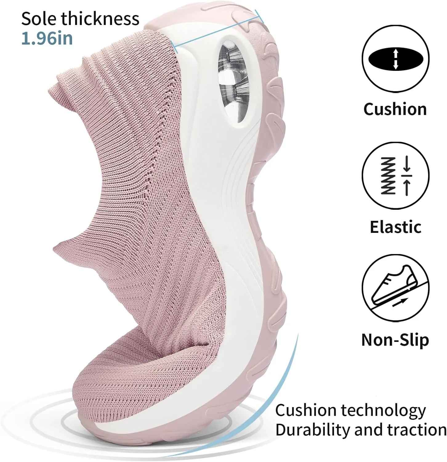 Walking Shoes Women Slip On Sock Sneakers Mesh Non Slip Shoes Air Cushion Platform Loafers