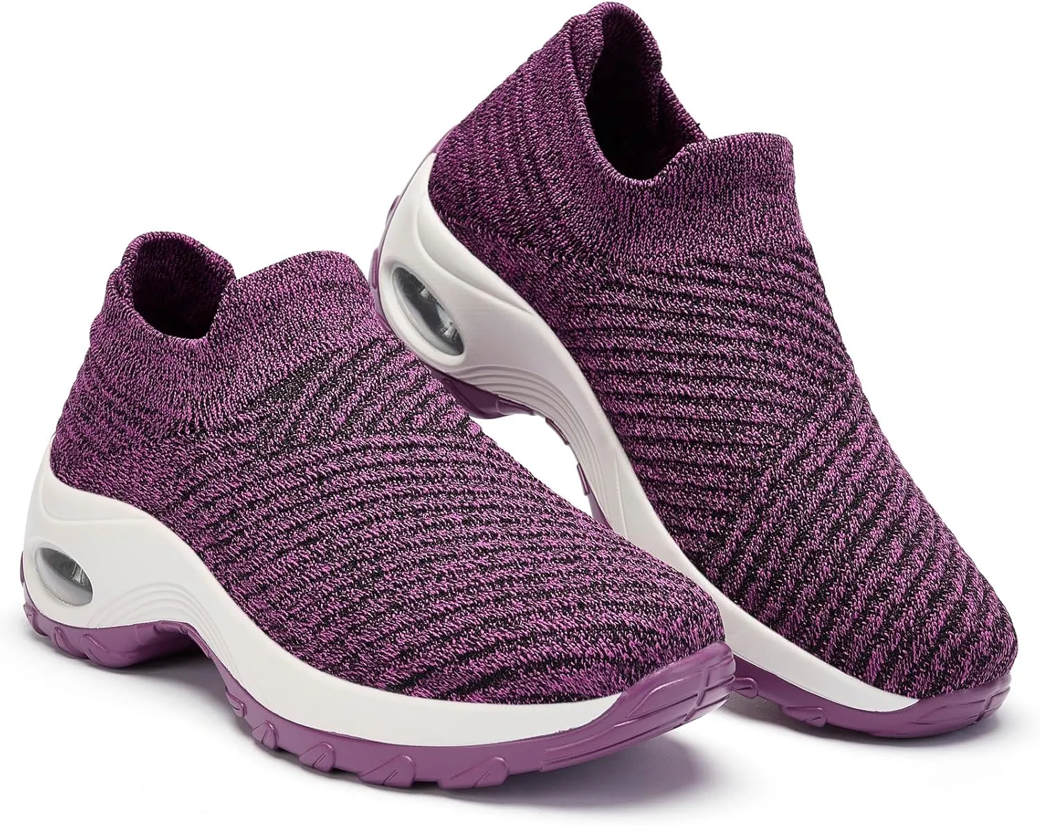 Walking Shoes Women Slip On Sock Sneakers Mesh Non Slip Shoes Air Cushion Platform Loafers