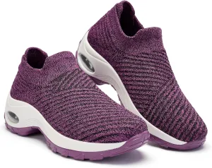 Walking Shoes Women Slip On Sock Sneakers Mesh Non Slip Shoes Air Cushion Platform Loafers