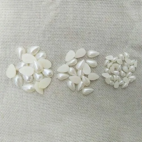Water Drop Cabochon Cameo Bezel Flatback Imitation Pearls Beads Mobile Case Bridal Shoes Handbag Glue on Bowknot Choker kolye - (Color: 13x8mm 100pcs)