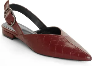 White Slingback Flat Shoes for Women Pointed Toe Adjustable Buckle Flat Mule Sandals Casual Comfortable Office Dressy Shoes