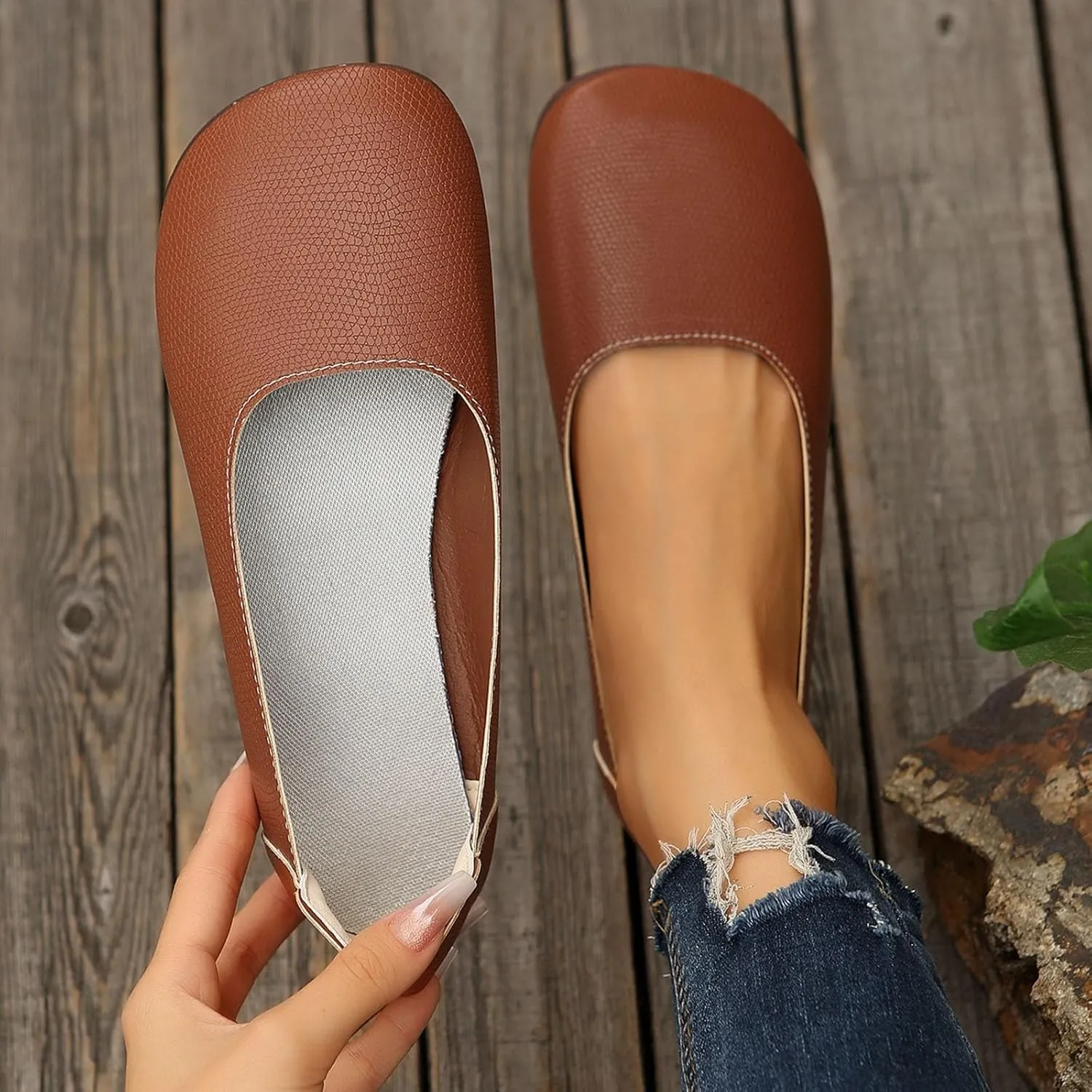 Women Flat Shoes Comfortable Round Toe Slip on Flats Summer Dressy Work Shoe Casual Ladies Wedding Walking Shoes Cute Penny Loafer Slip On Ballet Flat