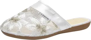 Women Floral Slip on Sandals Closed Toe Summer Casual Slides Non-Slip Slippers Lightweight Flat Shoes 2025 Trendy
