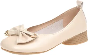 Women Loafers Fashion Shallow Mouth Leather Shoes Fairy Wind Round Toe Bow Casual Shoes Ladies Slip On