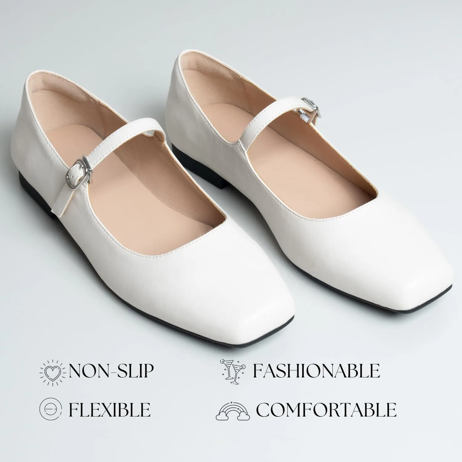 Women Mary Jane Shoes,Slip On Ankle Strap Dress Flat Shoes