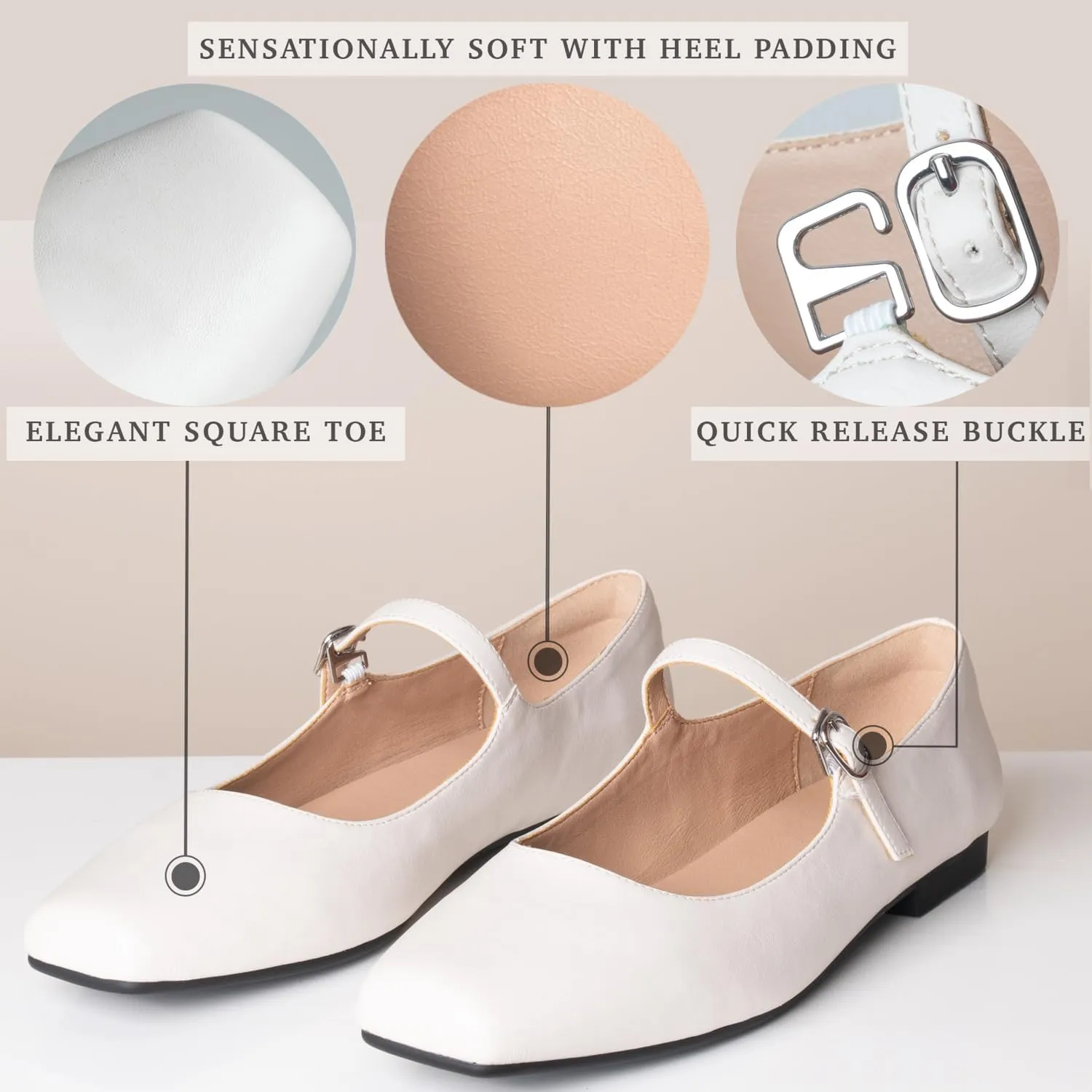 Women Mary Jane Shoes,Slip On Ankle Strap Dress Flat Shoes