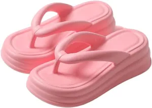 Women Non-Slip Casual Wedges Sandals, Women's Platform Flip Flops, Summer Heeled Slides, Casual Beach Thong Slippers