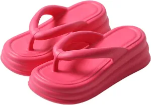 Women Non-Slip Casual Wedges Sandals, Women's Platform Flip Flops, Summer Heeled Slides, Casual Beach Thong Slippers