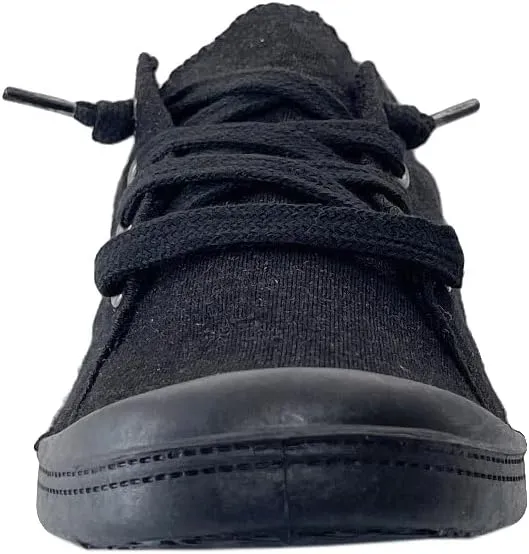 Women Slip-On Linen Canvas Lace-Up Fashion Sneaker