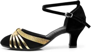 Women's Ankle Strap Sandal Latin Dance Shoes Closed Toe Sandals Evening Heels