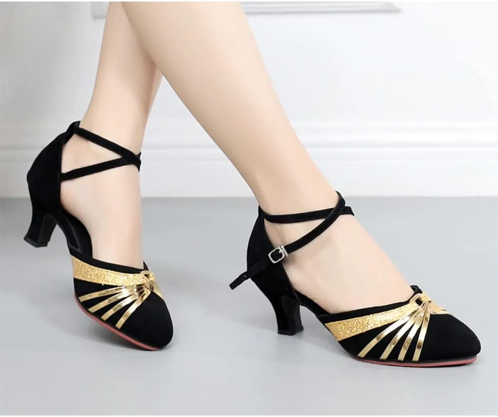 Women's Ankle Strap Sandal Latin Dance Shoes Closed Toe Sandals Evening Heels