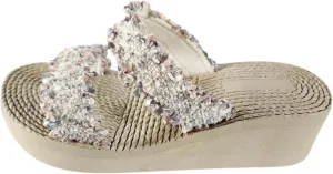Women's Anti-Slip Strappy Wedge Slipper Solid Distressed Chunky Summer Sandal Open Toe Slip on Slide Vacation Sandals