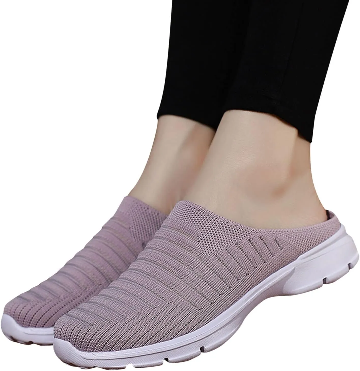 Womens Backless Sneakers Mesh Slip-on Mule Shoes Tennis Shoes Womens High Top Casual Shoes Women Shoes Sneakers Slip On Tennis Shoe Loafers Casual Slip On