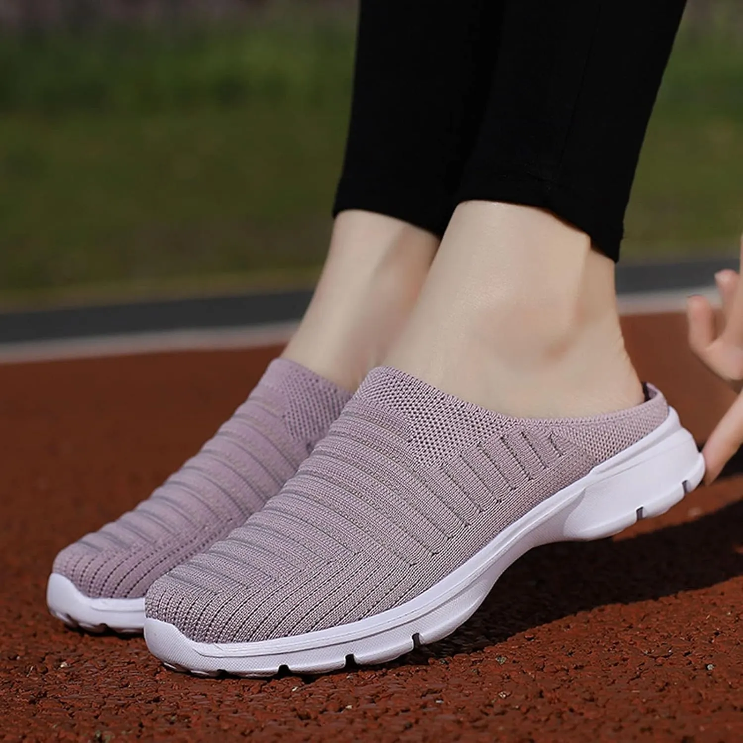 Womens Backless Sneakers Mesh Slip-on Mule Shoes Tennis Shoes Womens High Top Casual Shoes Women Shoes Sneakers Slip On Tennis Shoe Loafers Casual Slip On